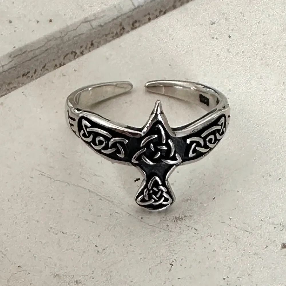 Aztec Celtic Raven Sterling Silver Toe Ring